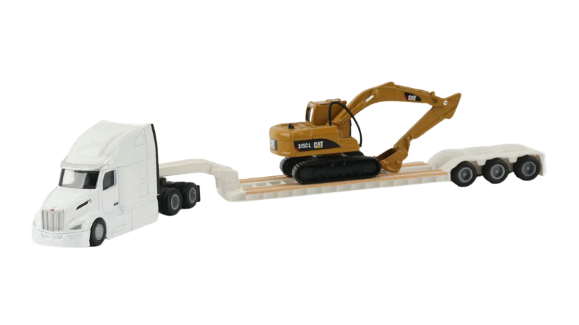 Diecast Masters 84423 Caterpillar Tractor With Lowboy Trailer and Cat 315C Excavator