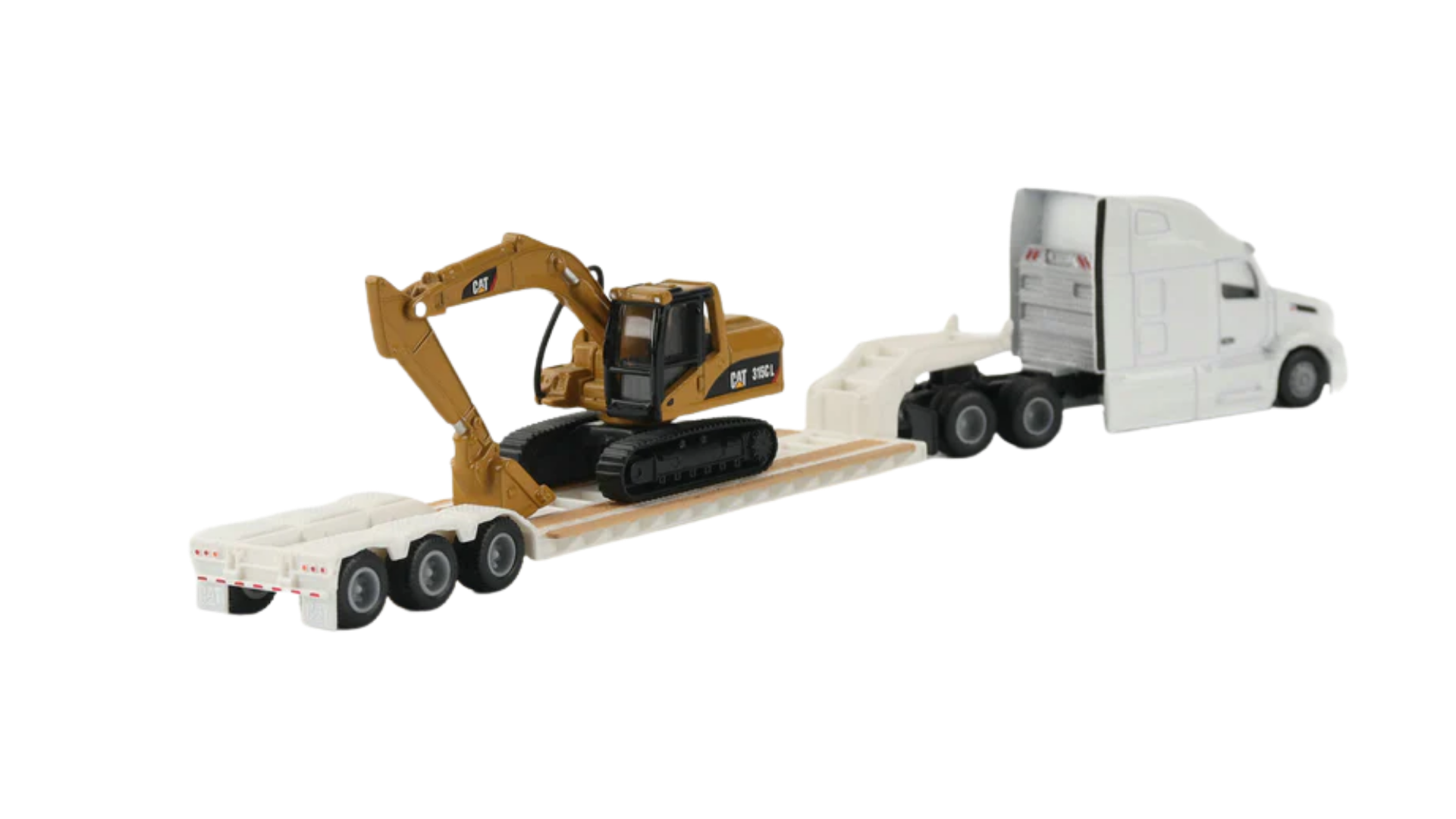 Diecast Masters 84423 Caterpillar Tractor With Lowboy Trailer and Cat 315C Excavator