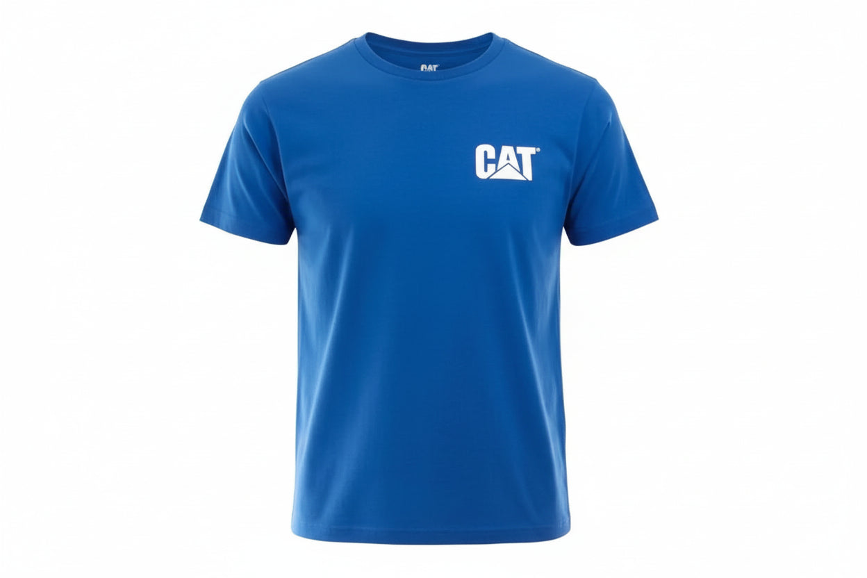 PLAYERA AZUL CAT LOGO BLANCO