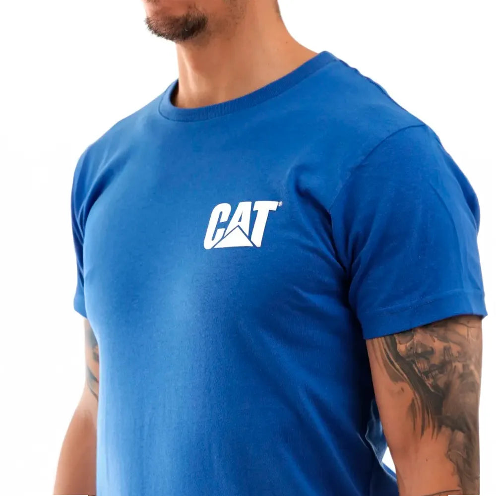 PLAYERA AZUL CAT LOGO BLANCO