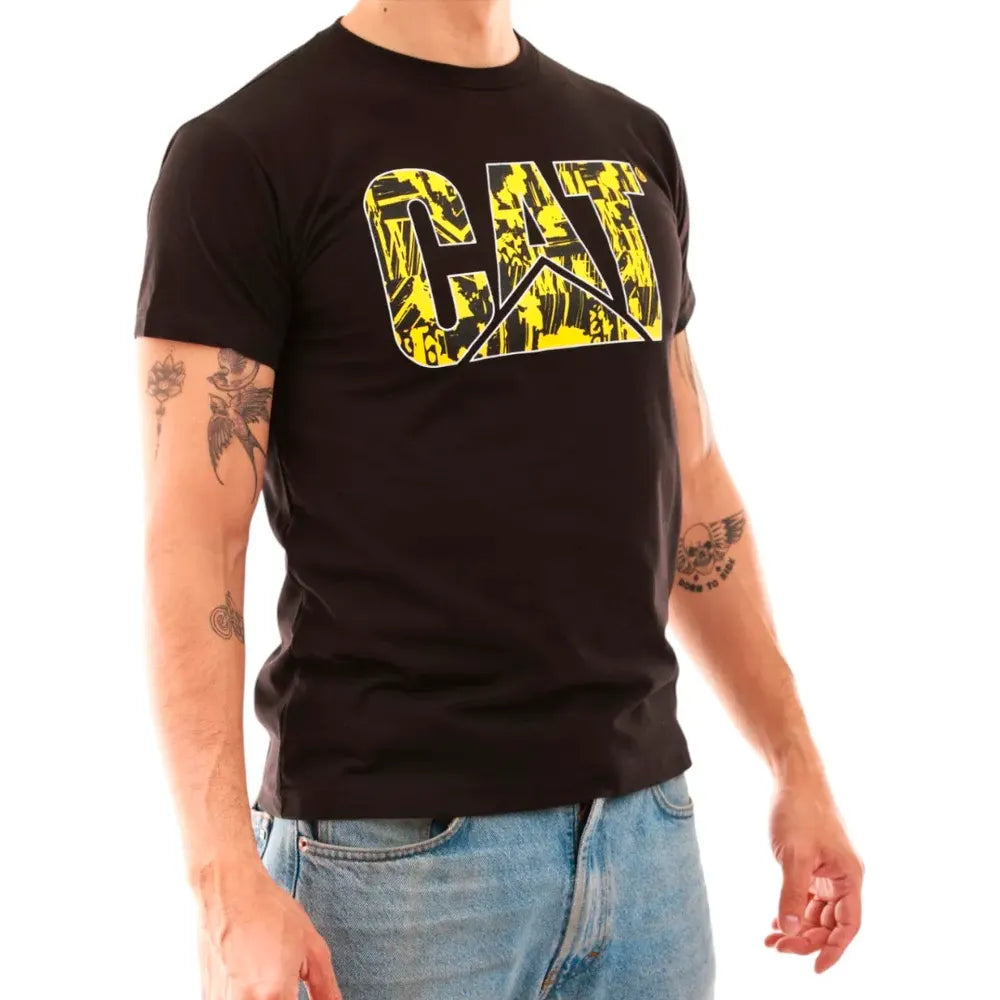 PLAYERA NEGRA CAT LETRAS AMARILLAS