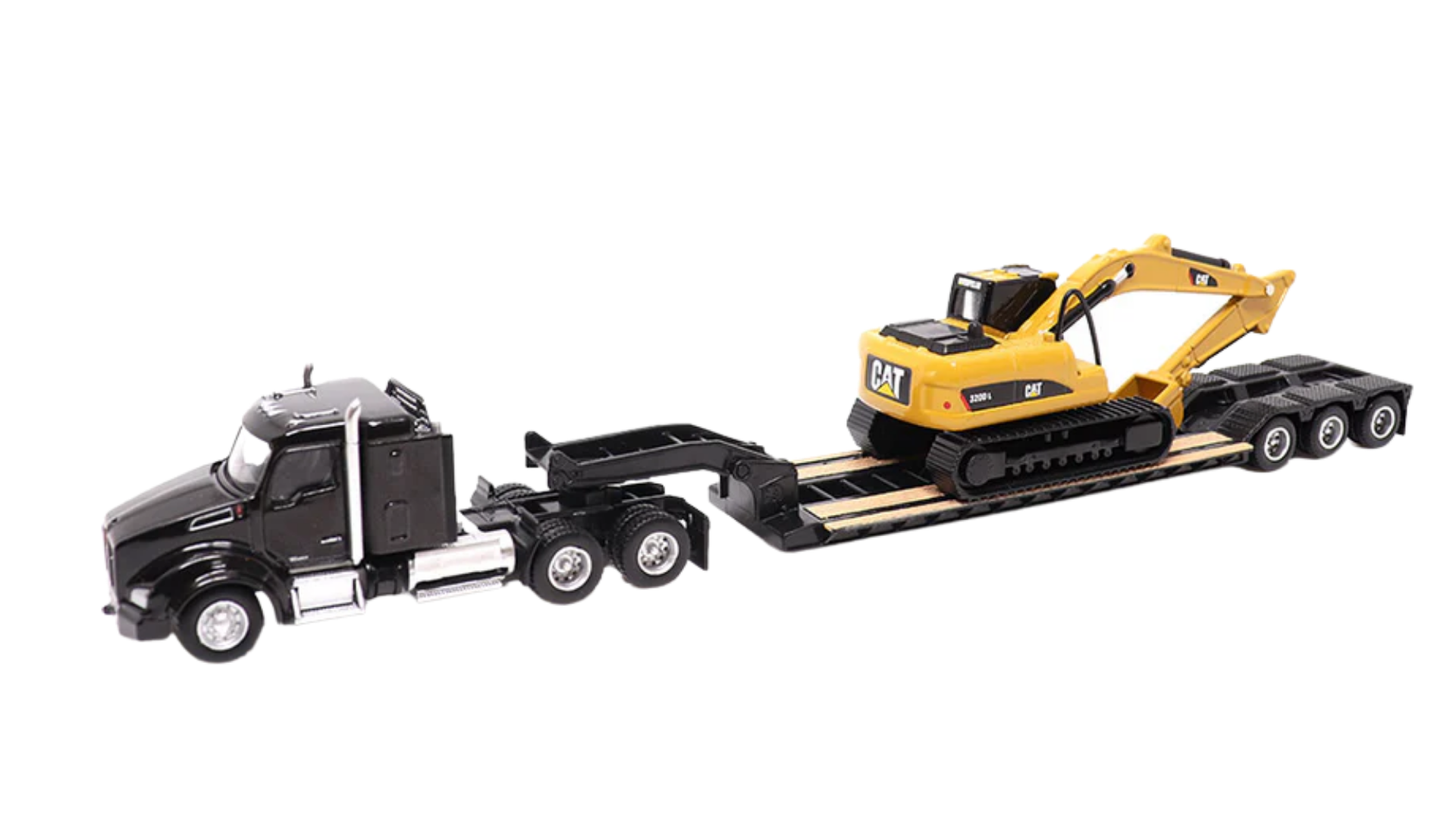 Diecast Masters 84420 Caterpillar Tractor with Lowboy Trailer and Cat 320D L