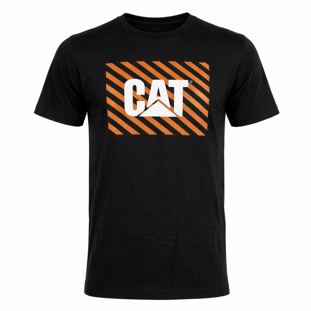 PLAYERA NEGRA CAT RAYAS AMARRILLAS