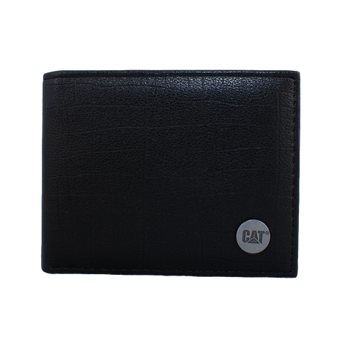 CARTERA CAT NEGRA LOGO CIRCULAR ACERO