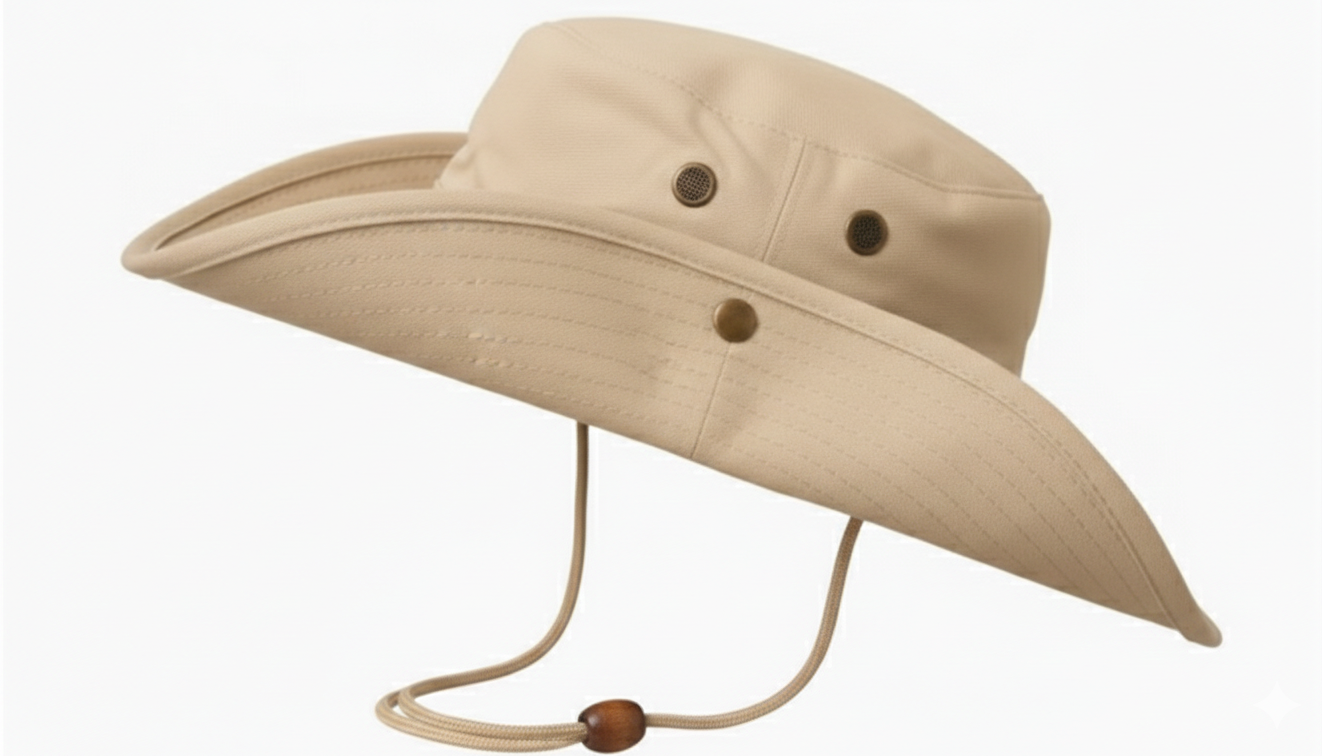 Sombrero Pescador CAT Beige con Logo | Modelo VA-604