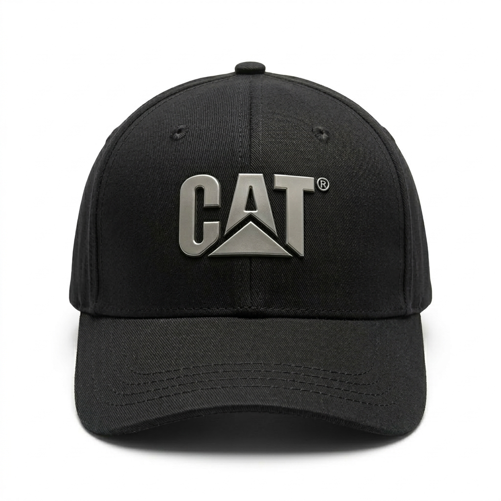 Gorra Caterpillar CAT Negra – Logotipo color Metálico en Relieve