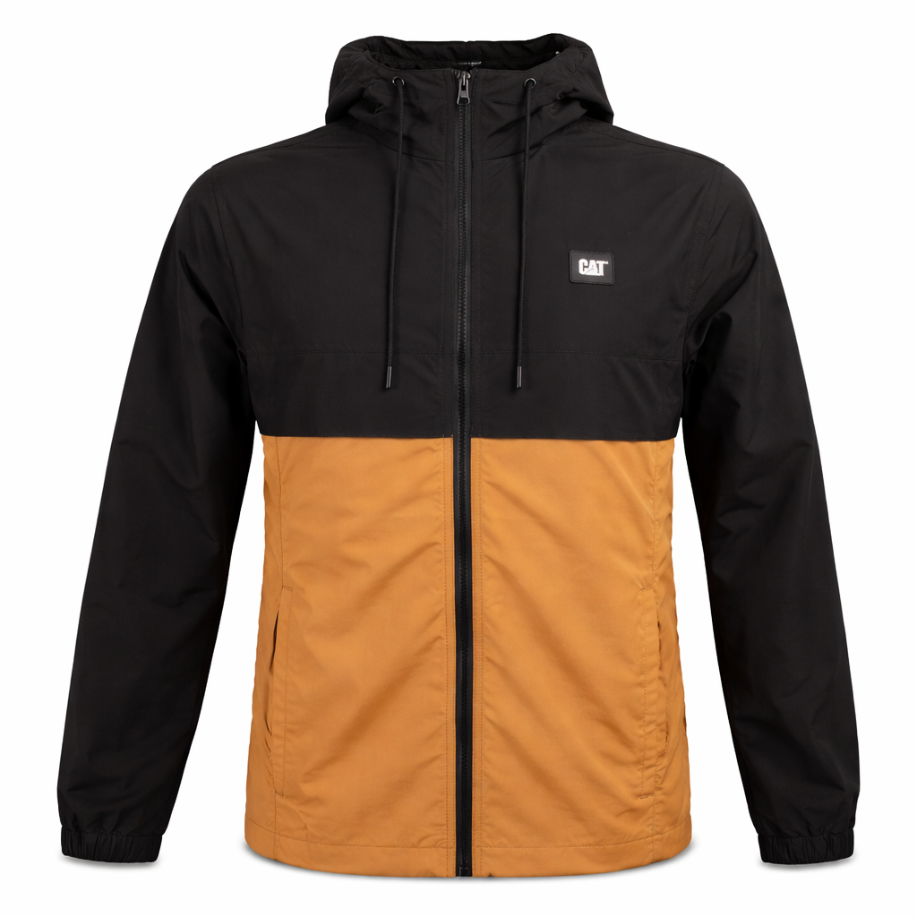 CHAMARRA CAT NEGRO CON MOSTAZA