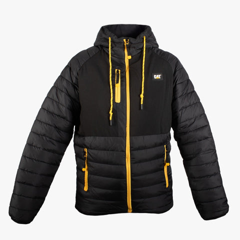 CHAMARRA CAT NEGRO CON AMARILLO