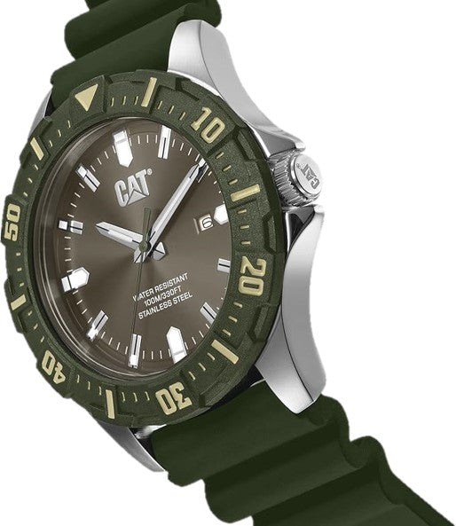 CAT Reloj Hombre Correa De Silicón Color Verde PZ.141.23.323