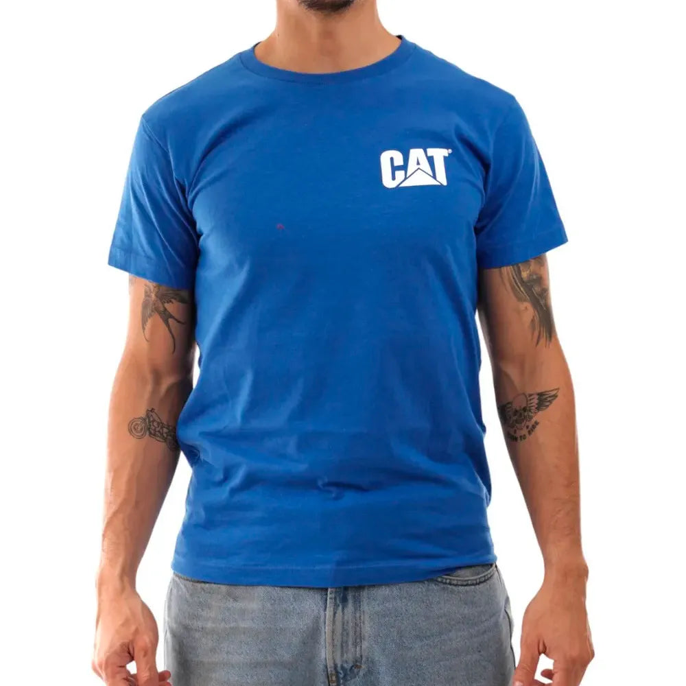 PLAYERA AZUL CAT LOGO BLANCO