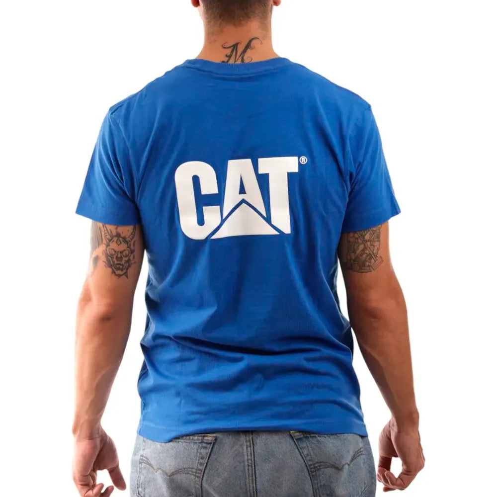 PLAYERA AZUL CAT LOGO BLANCO