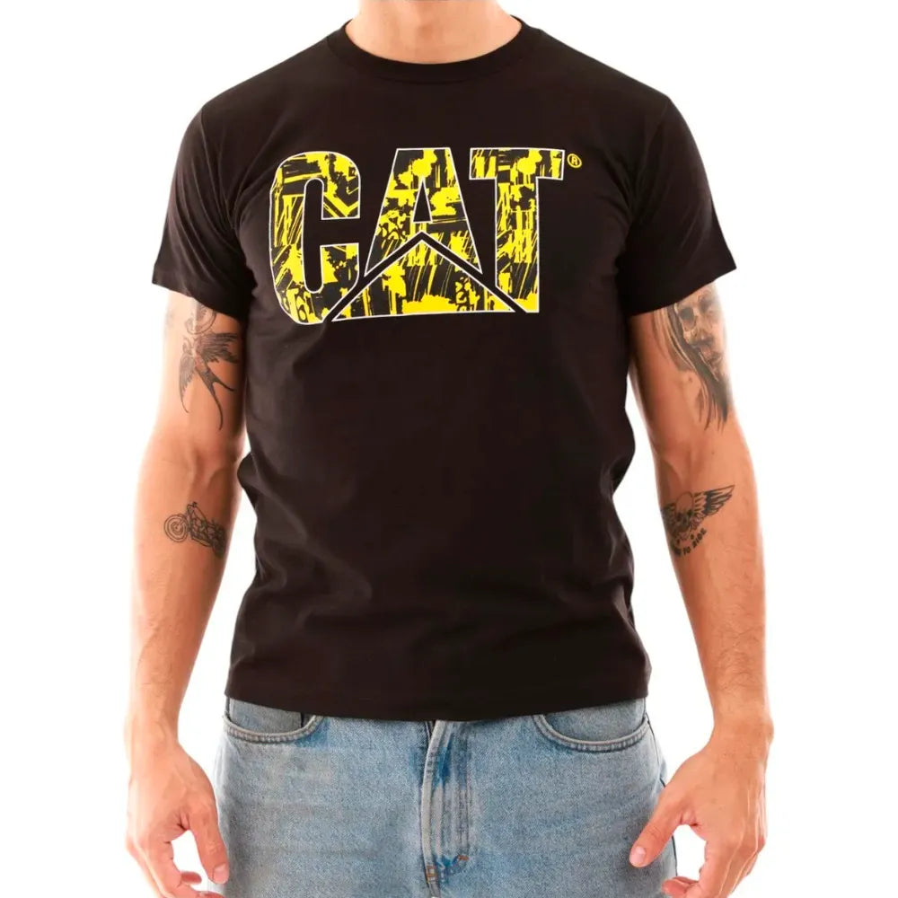 PLAYERA NEGRA CAT LETRAS AMARILLAS