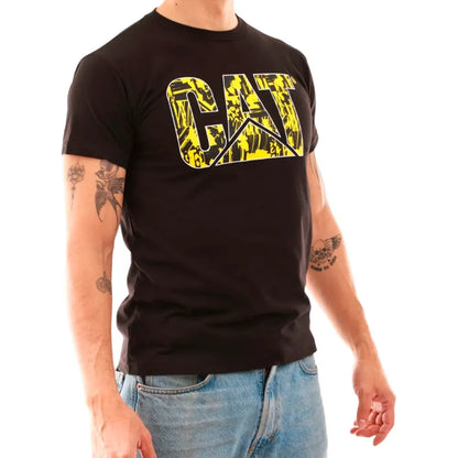 PLAYERA NEGRA CAT LETRAS AMARILLAS