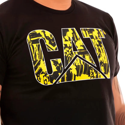 PLAYERA NEGRA CAT LETRAS AMARILLAS