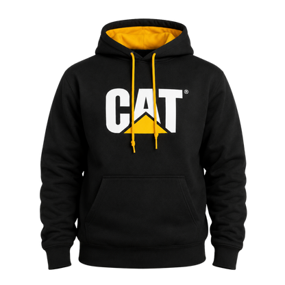 Sudadera CAT® Negra con Capucha amarrilla