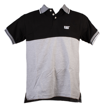 PLAYERA TIPO POLO CAT GRIS CON NEGRO