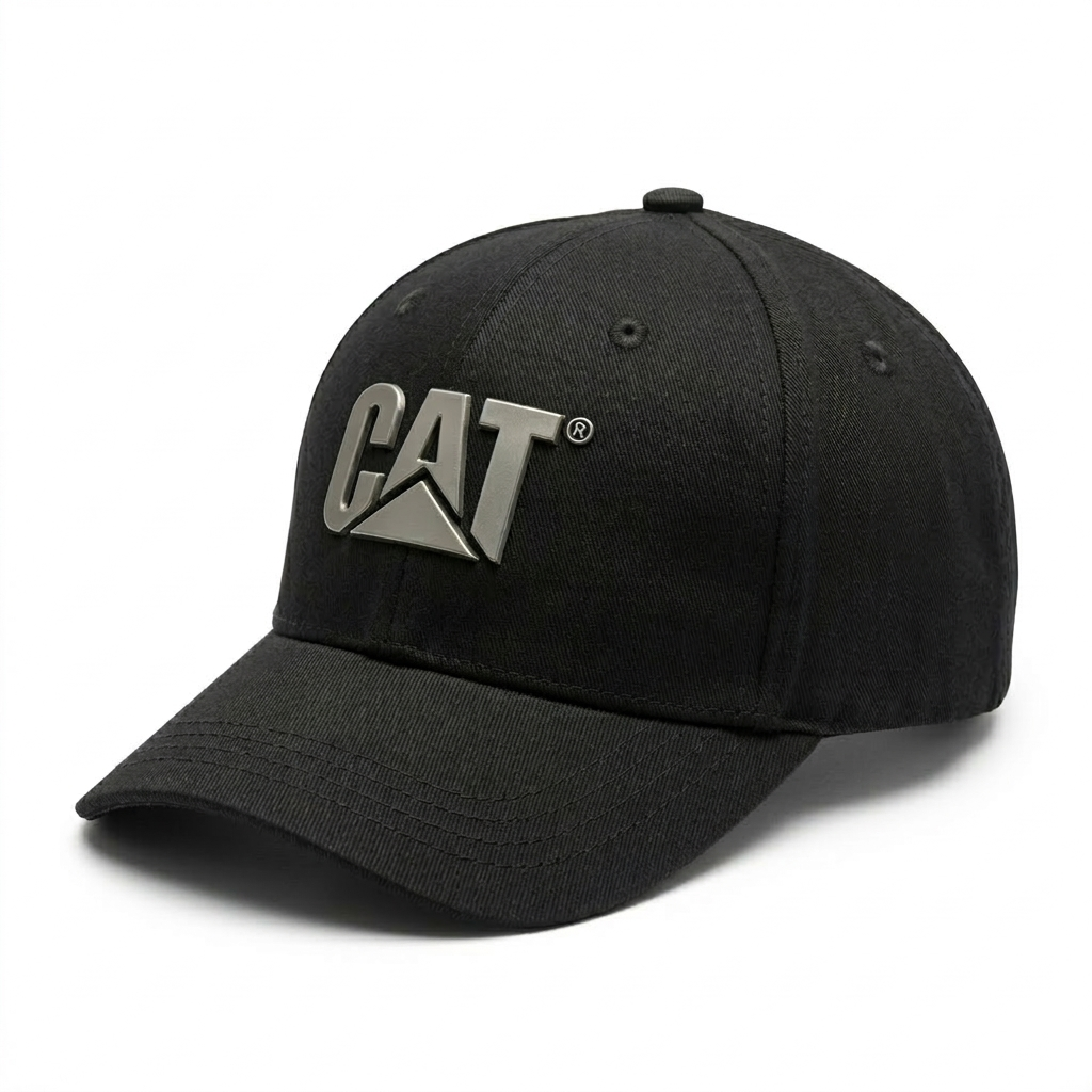 Gorra Caterpillar  CAT Negra  – Logotipo color Metálico en Relieve