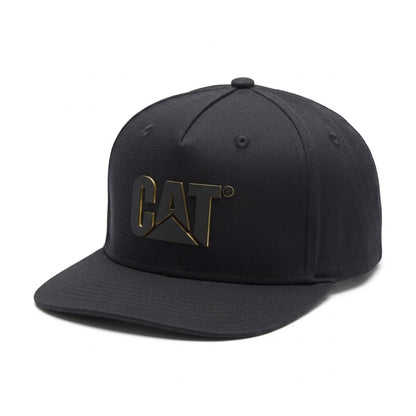 Gorra CAT visera plana y logo con detalles dorados mate