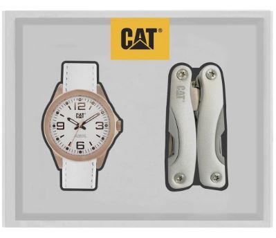 Reloj Cat con pinzas multiusos dama Piel Blanco  05.390.30.239