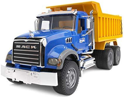 MACK GRANITE VOLQUETE AZUL/AMARILLO ESCALA 1:16