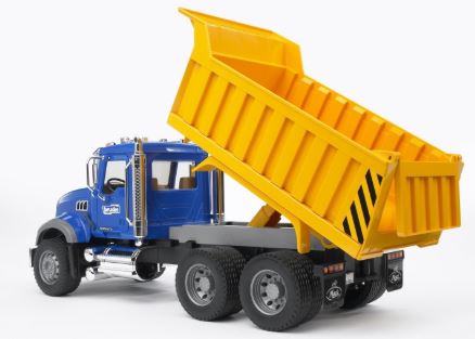 MACK GRANITE VOLQUETE AZUL/AMARILLO ESCALA 1:16