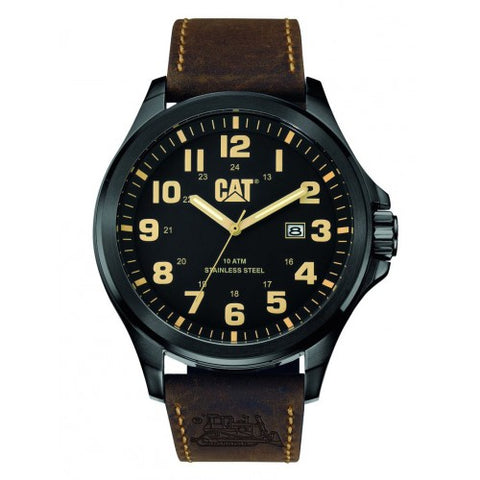 Reloj para caballero CAT PU.161.35.114, color negro extensible cuero café
